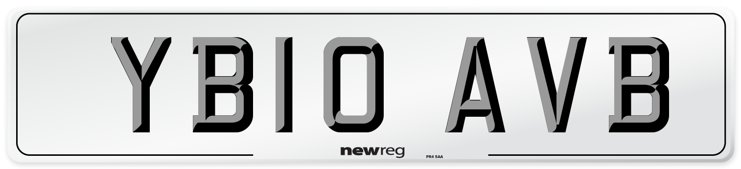 YB10 AVB Number Plate from New Reg